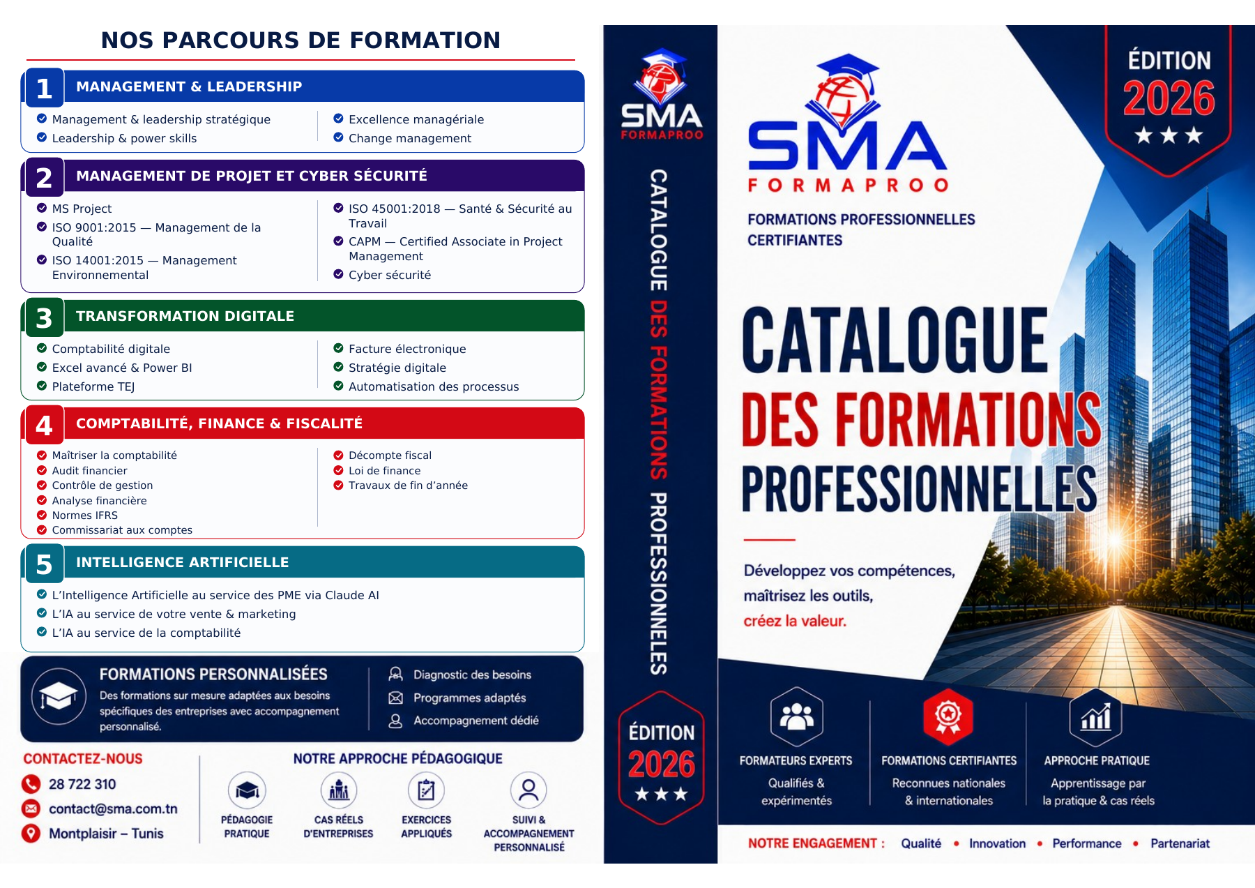 Aperçu du catalogue SMA FORMAPROO 2026 et de ses parcours de formation